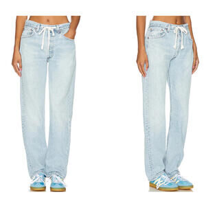 ALIGRACE Vintage Drawstring Wide Leg Jeans Light Denim Size 33 NWT $388msrp